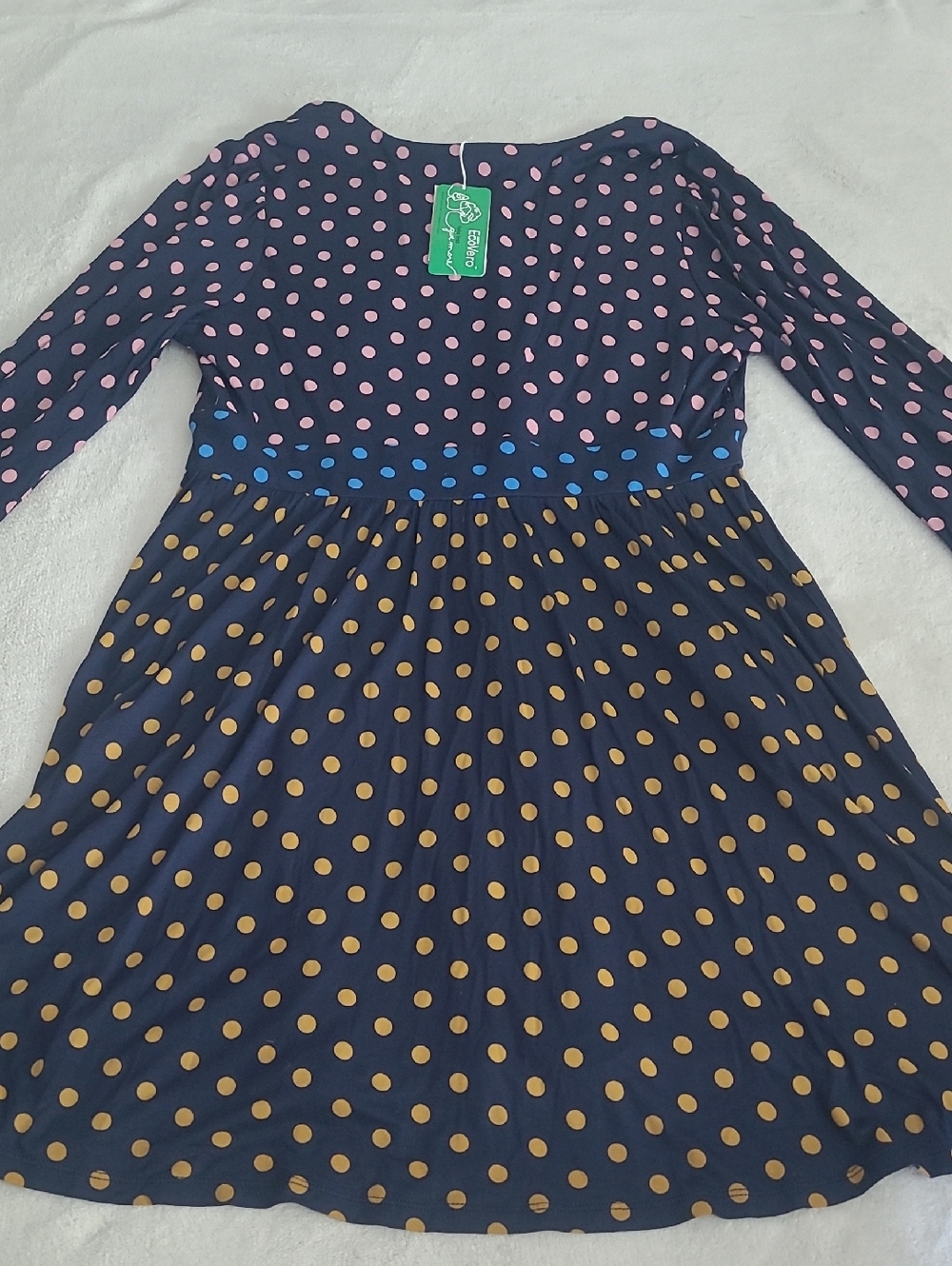 Boden Dress Female US 12 Navy Polka Dot Long Sleeve Empire Midi NWT Cottagecore - Picture 14 of 14